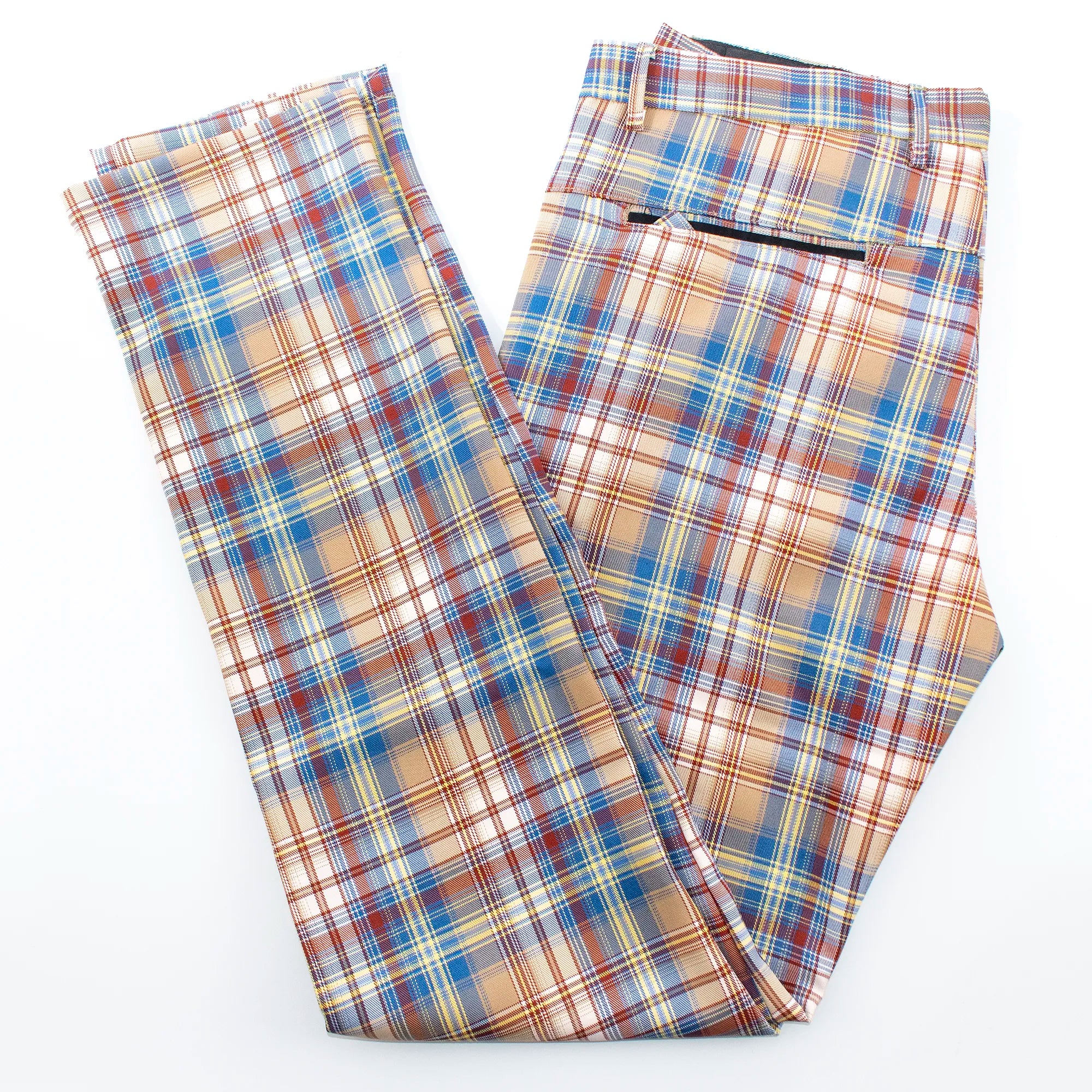 Yellow Plaid Designer Dress Pants