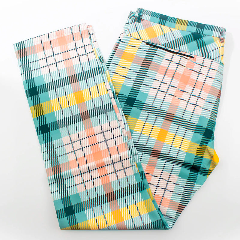 Mint Plaid Designer Dress Pants