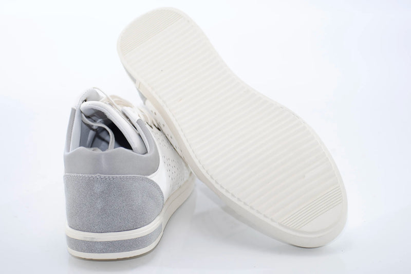 White Perforated Casual Lace-Up Sneaker
