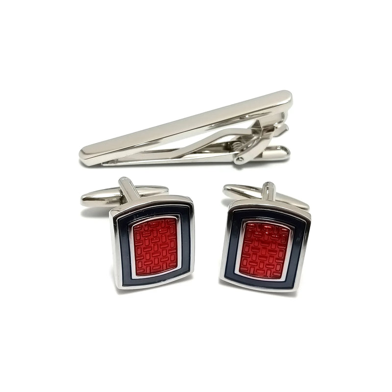 Diamond Plated Cufflinks & Tie-Bar Set