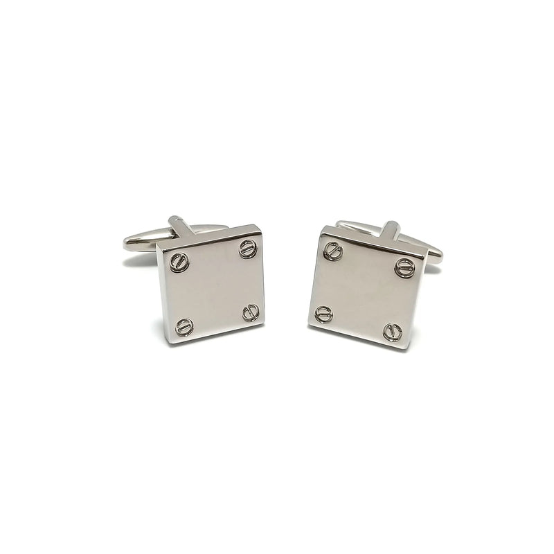 Riveted Square Cufflinks & Tie-Bar Set