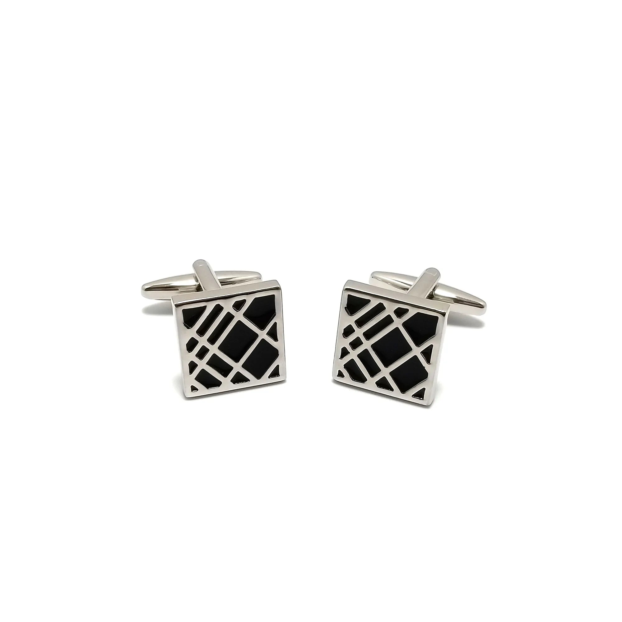 Wyrd Silver & Black Cufflinks & Tie-Bar Set