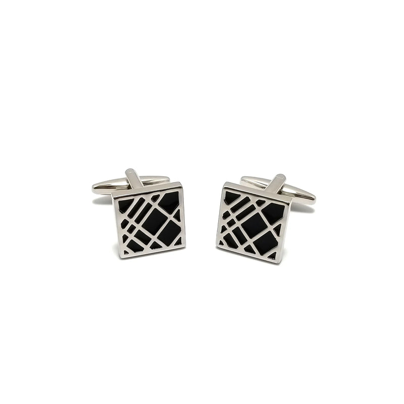 Wyrd Silver & Black Cufflinks & Tie-Bar Set