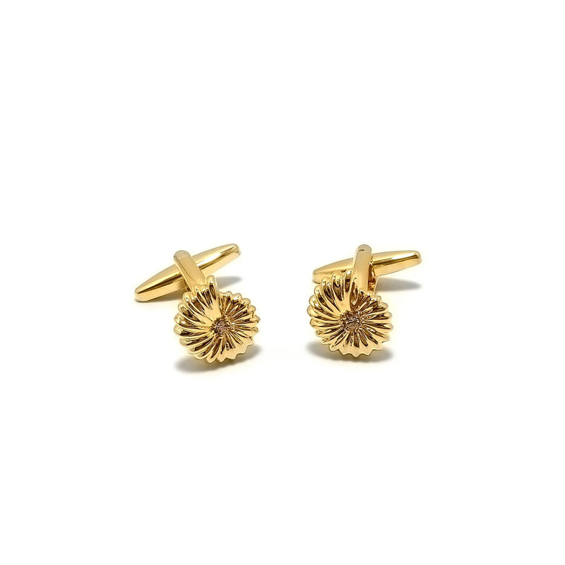 Golden Flower Cufflinks & Tie-Bar Set