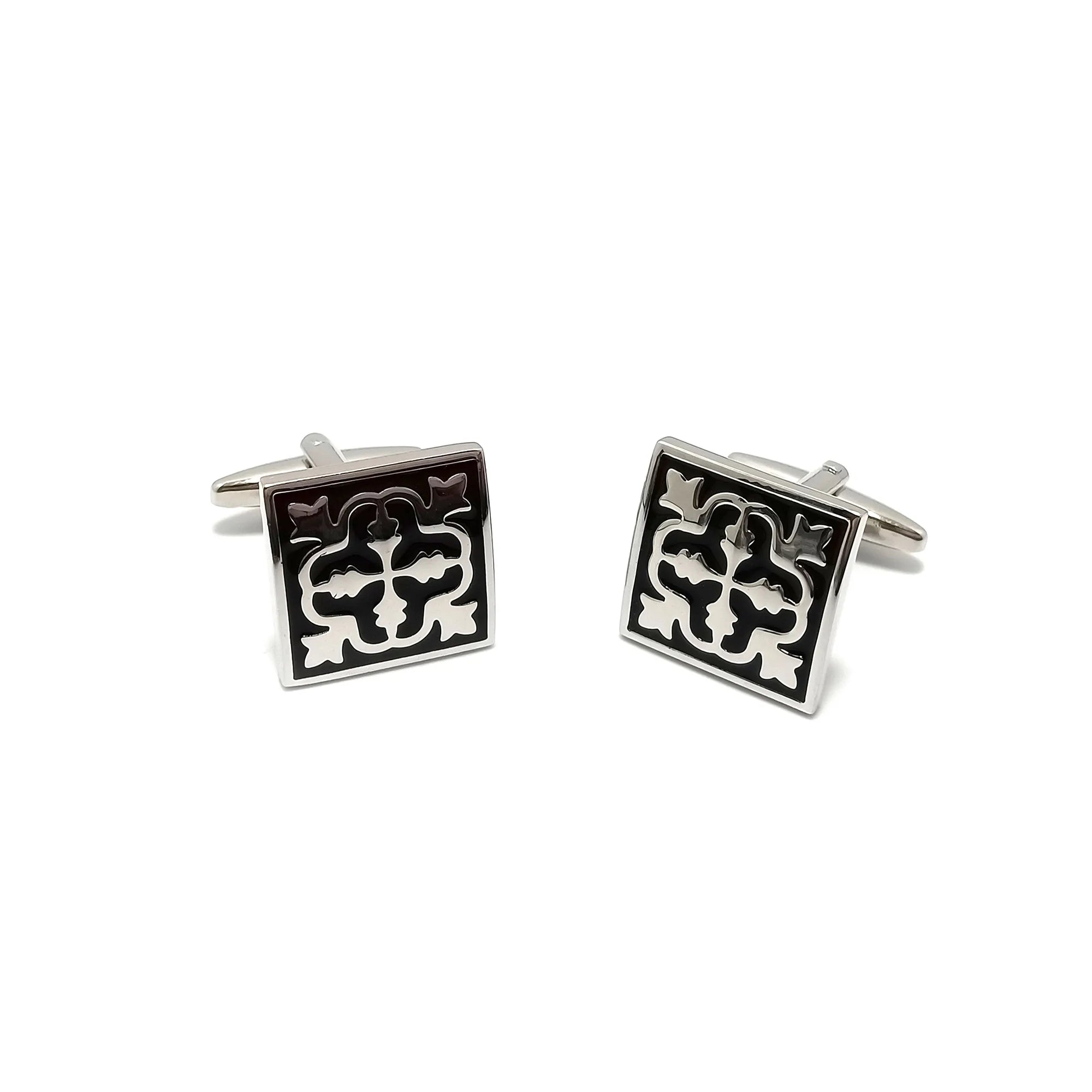 Square Filigree Cufflinks & Tie-Bar Set