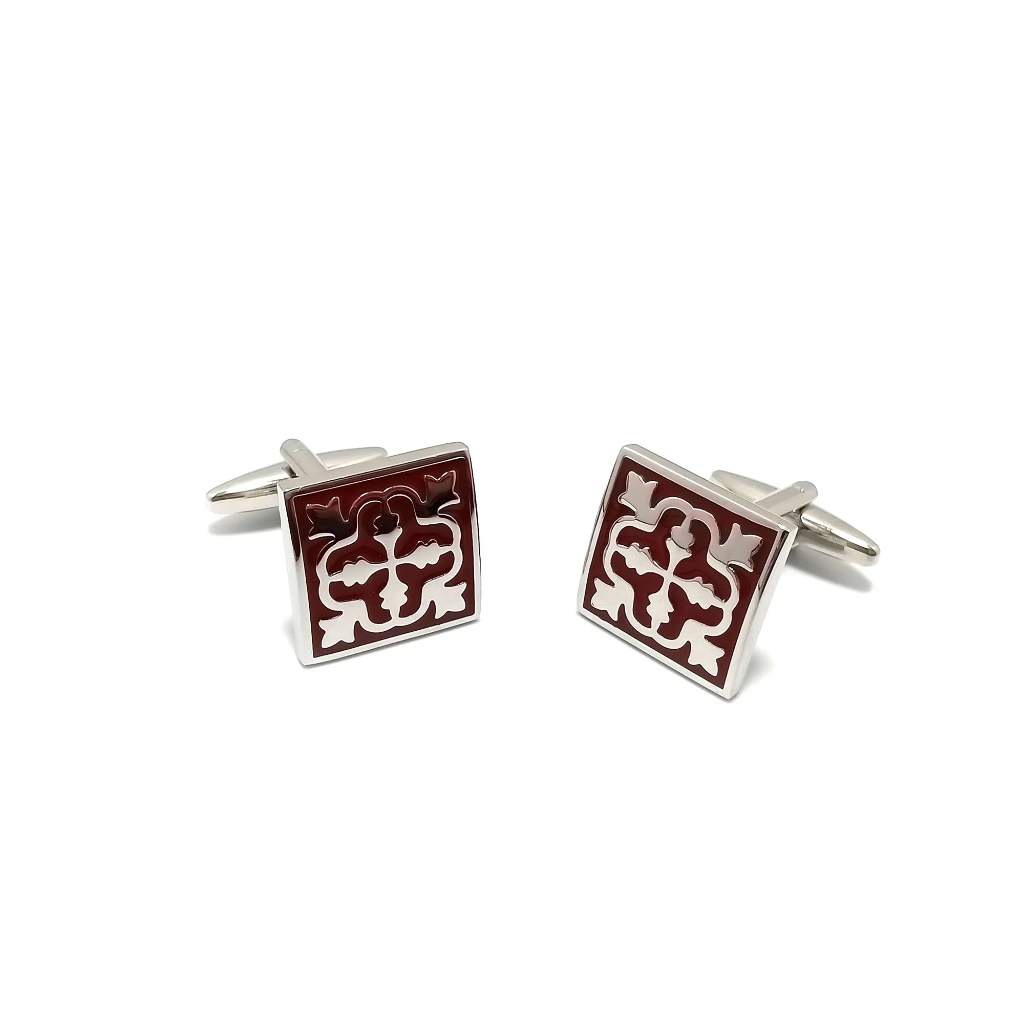Square Filigree Cufflinks & Tie-Bar Set