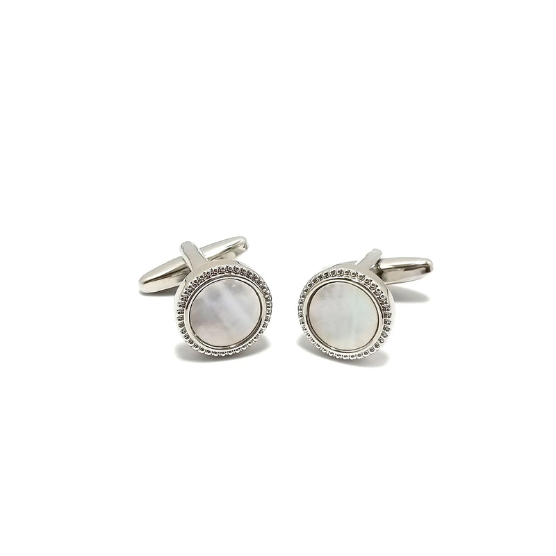 Mother of Pearl Roundel Cufflinks & Tie Bar