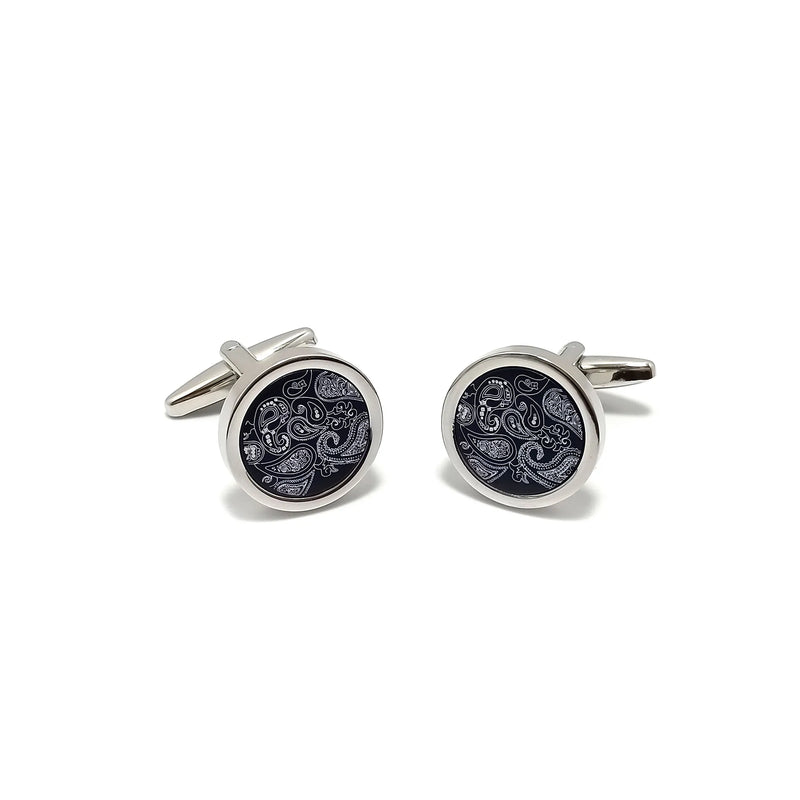 Paisley Roundel Cufflinks & Tie-Bar Set