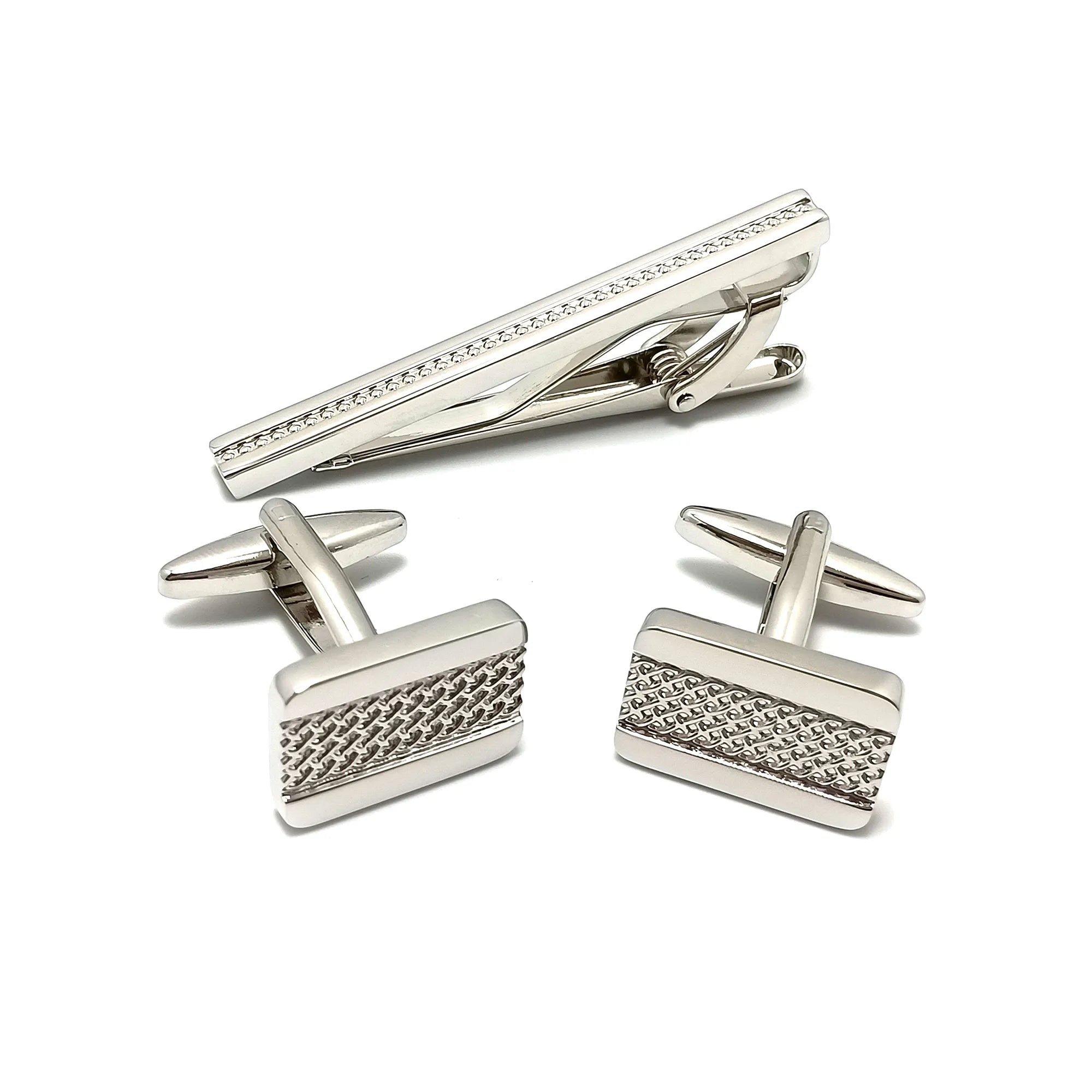 Lattice Stripe Cufflinks & Tie-Bar Set