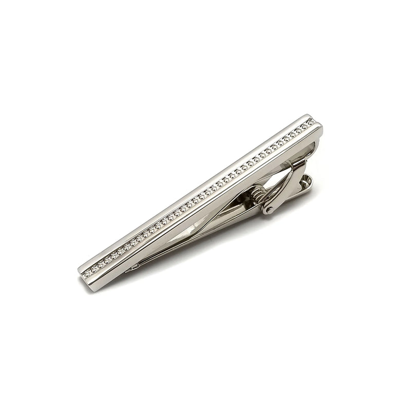 Rhinestone Stripe Cufflinks & Tie-Bar Set