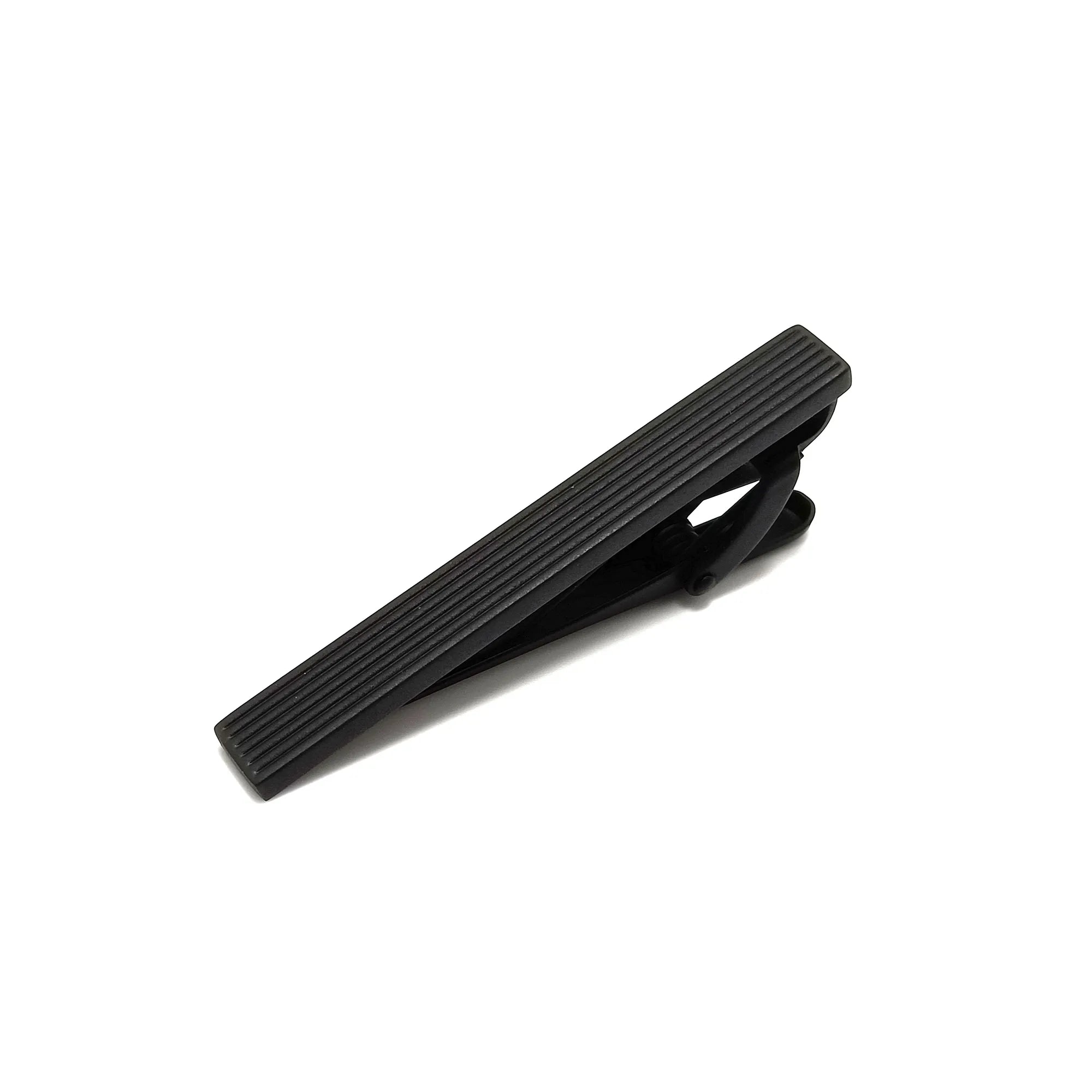 Black on Black Lined Cufflinks & Tie-Bar Set