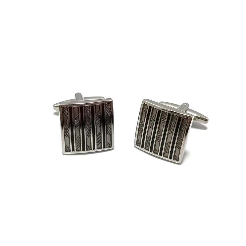 Broken Bars Square Cufflinks & Tie-Bar Set