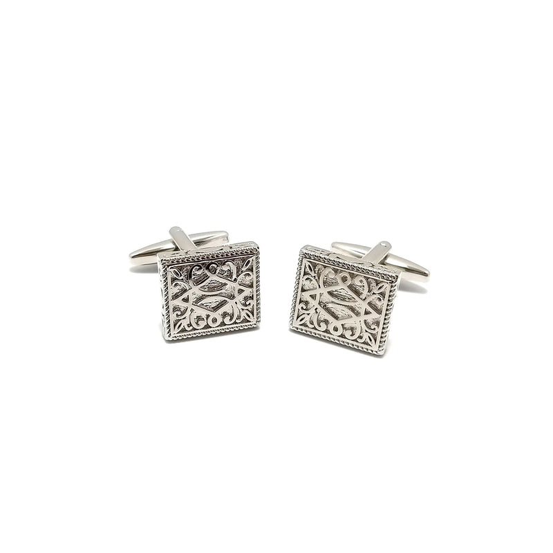 Silver Filigree Cufflinks & Tie-Bar Set