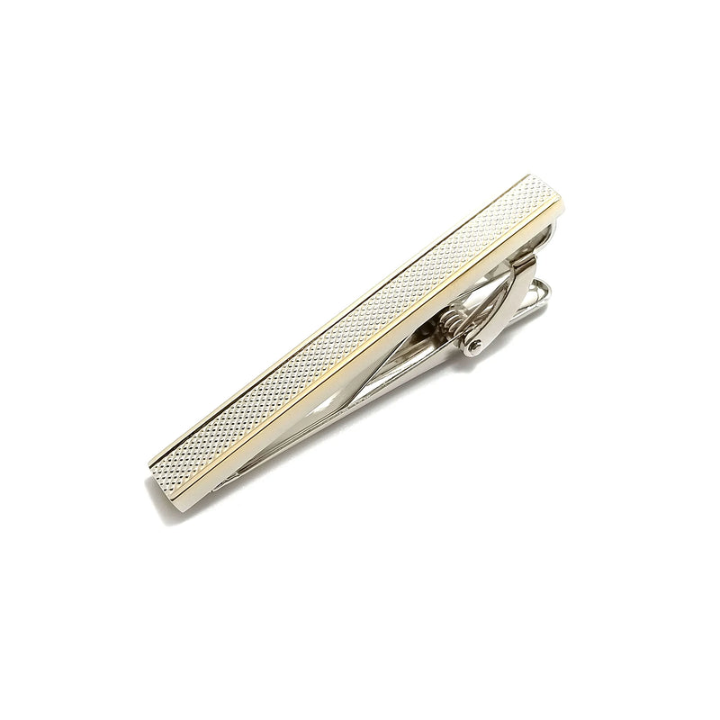 Two-Toned Diamond Plated Cufflinks & Tie-Bar Set