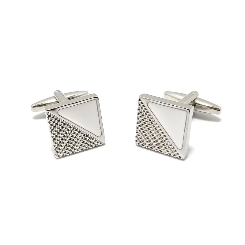 Diagonally Jeweled Cufflinks & Tie-Bar Set