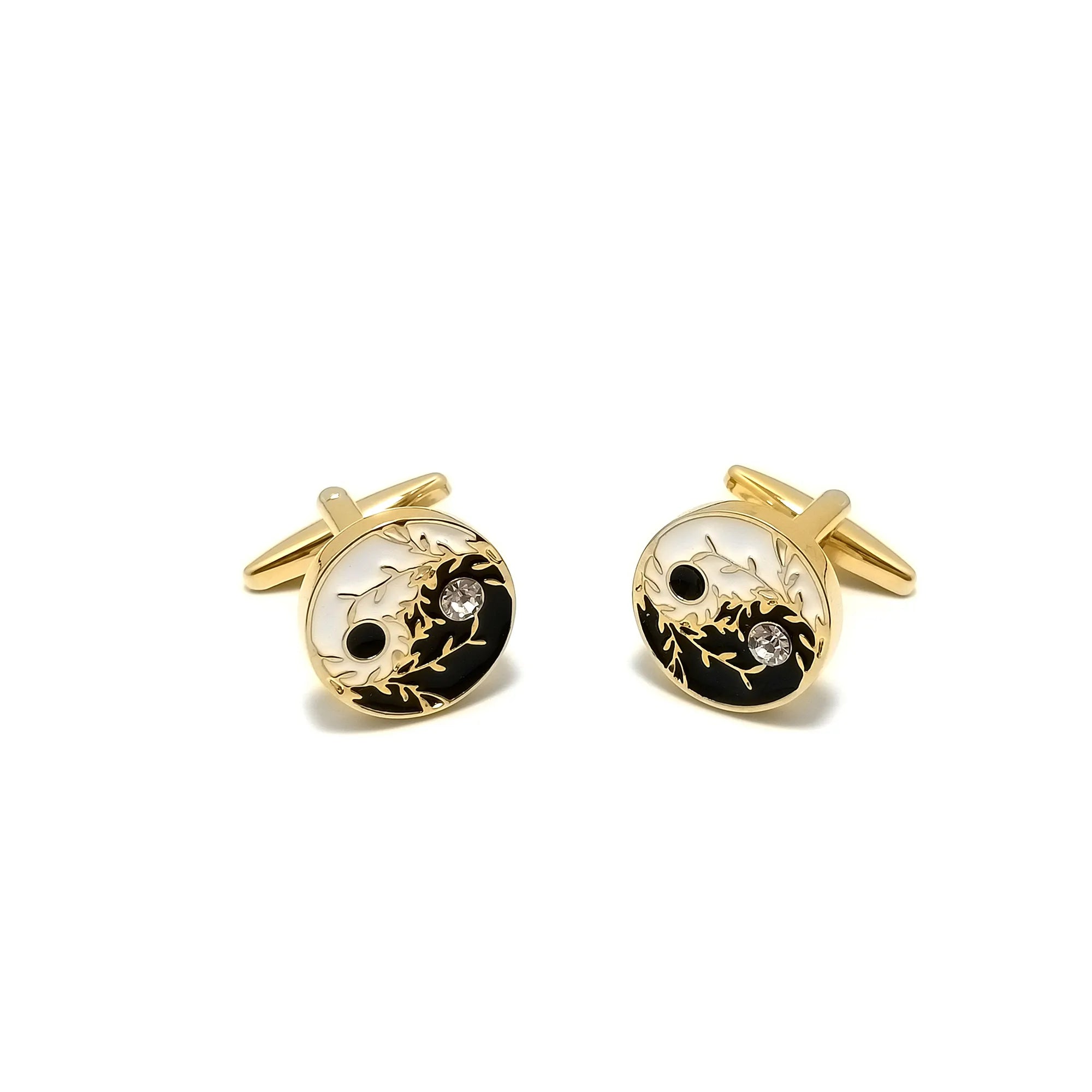 Ying Yang Cufflinks & Tie-Bar Set