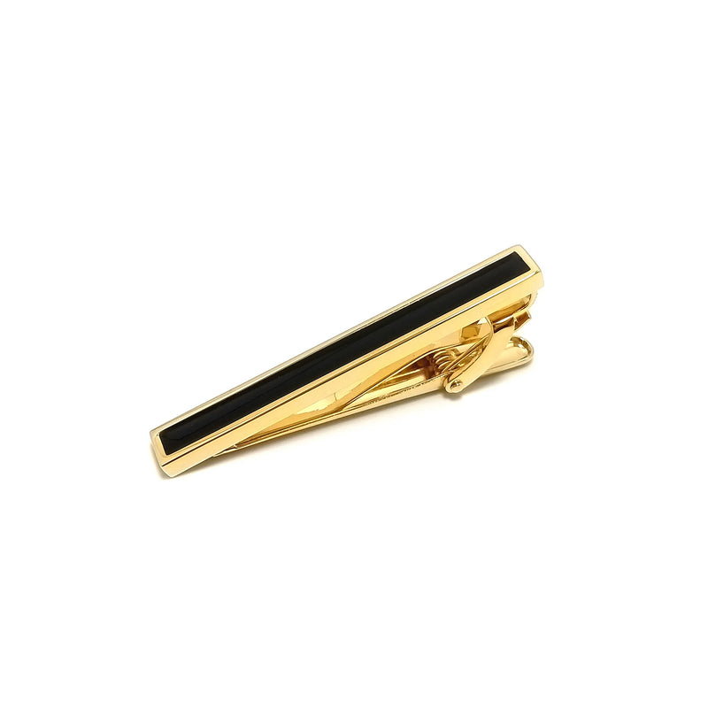 Gold & Black Enamel Cufflinks & Tie-Bar Set