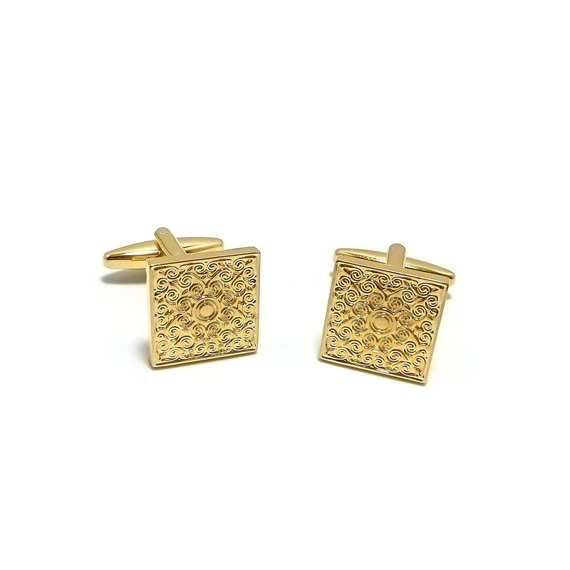 Gold Filigree Cufflinks & Tie-Bar Set