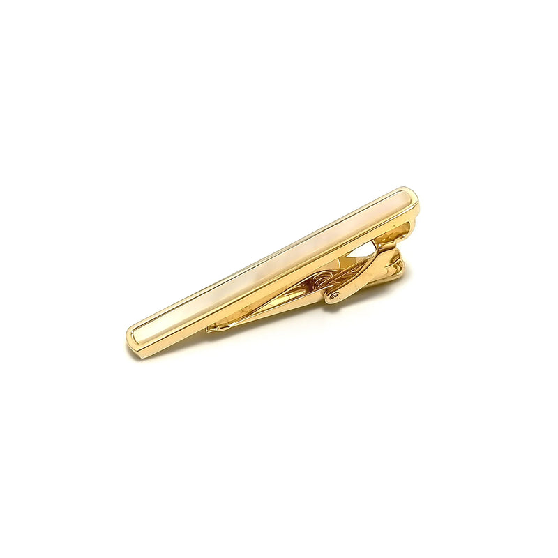 Gold & Mother of Pearl Cufflinks & Tie-Bar Set