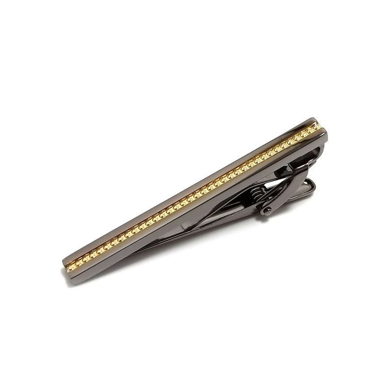 Black & Gold Roundel Cufflinks & Tie-Bar Set