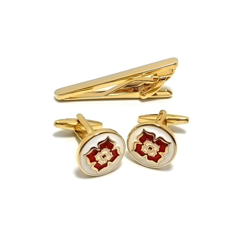 Gold Regal Cufflinks & Tie-Bar Set