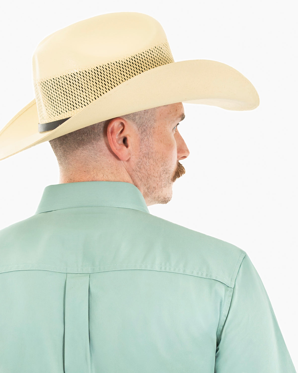 Turquoise Western Shirt | Stretch Solid Modern-Fit Shirt | Back Shoulder |
 Dolce Vesta 