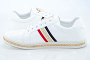 White And Gold Lace-Up Sneaker