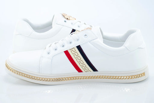 White And Gold Lace-Up Sneaker
