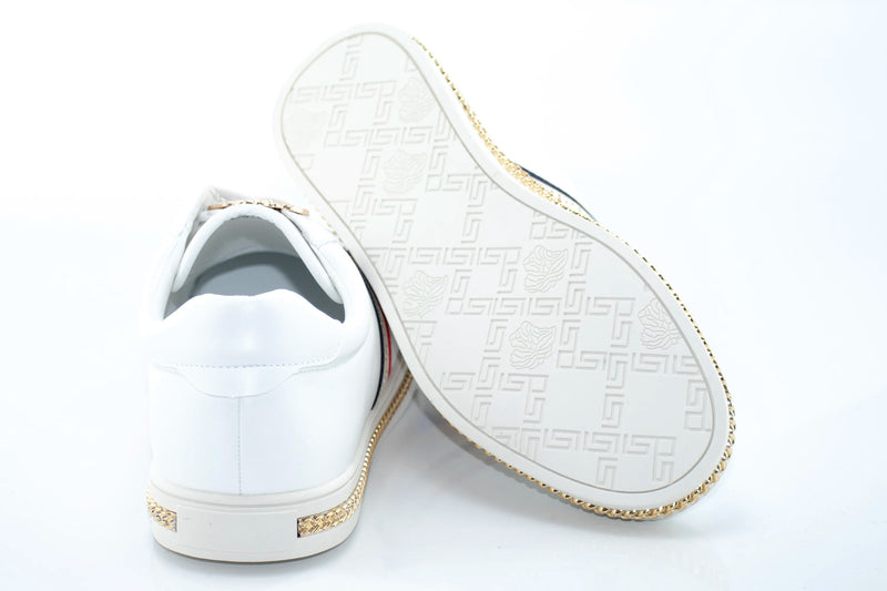 White And Gold Lace-Up Sneaker