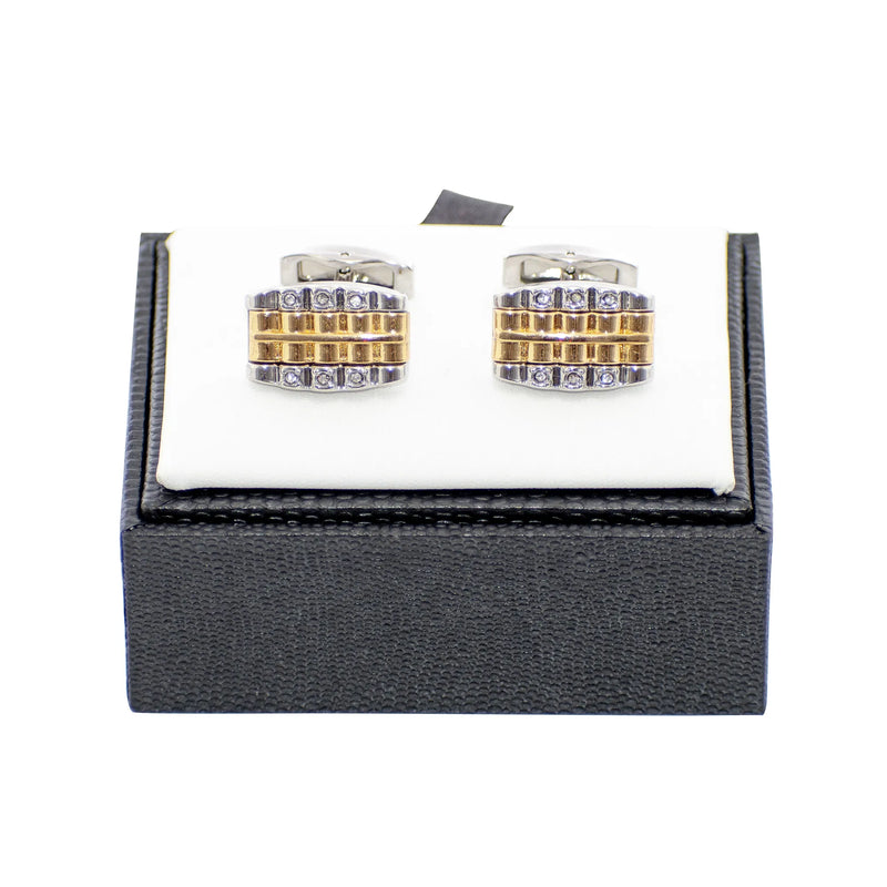 Gold and Silver Crystal Cufflinks