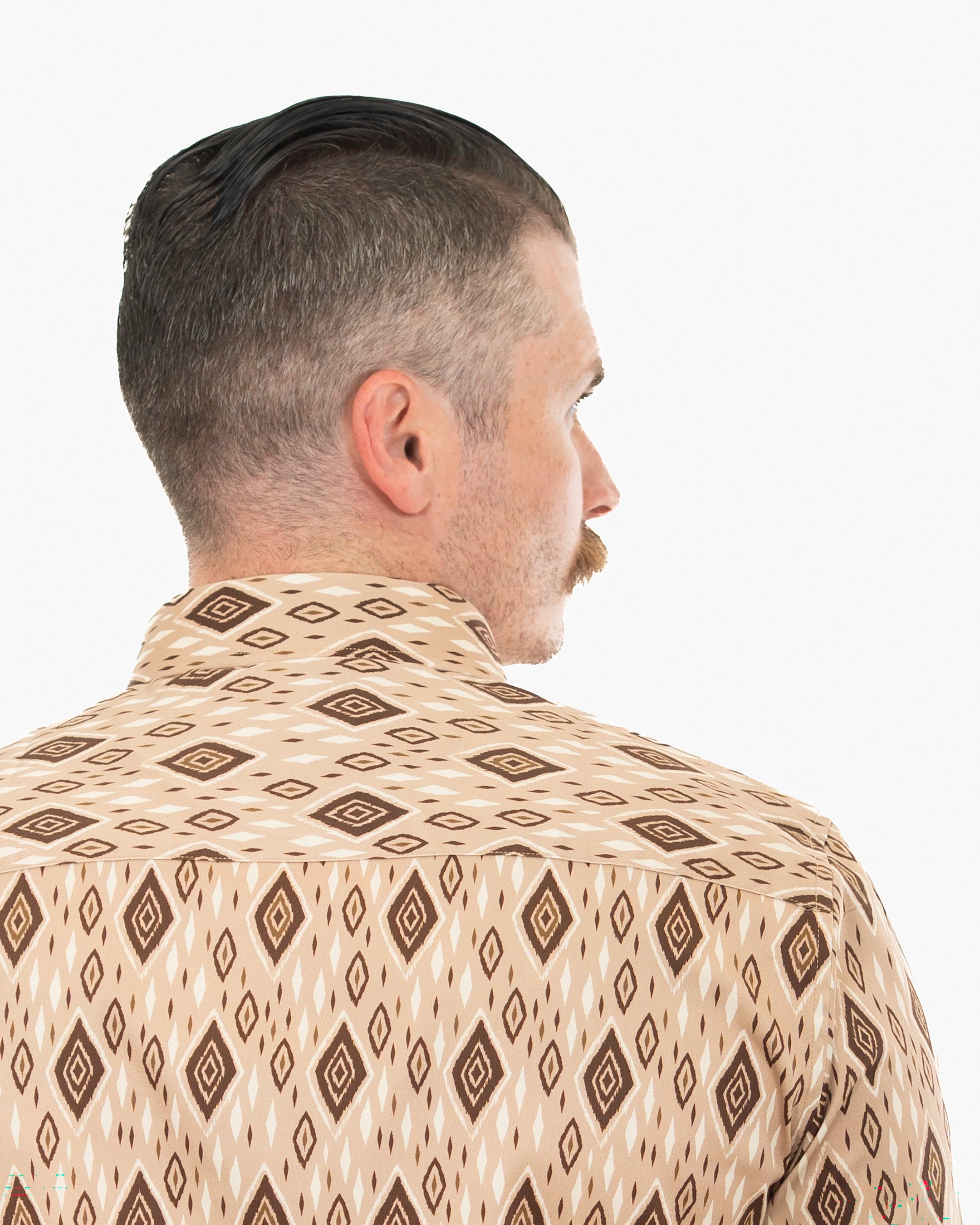 Khaki Southwestern Diamond Stretch Modern Fit Shirt | Back | Dolce Vesta
