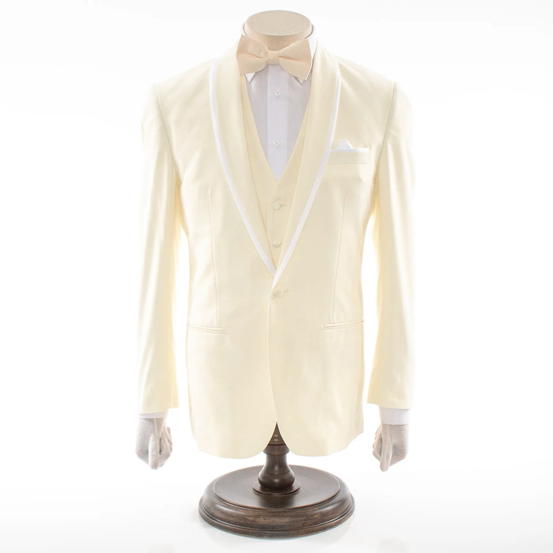 White Trim on Off-White 3-Piece Tailored-Fit Tuxedo
