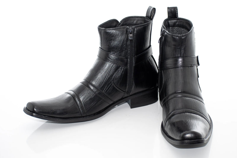 Black Strap Zip-Boot Square-Toe