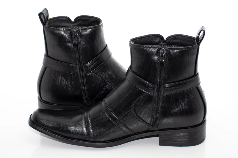 Black Strap Zip-Boot Square-Toe