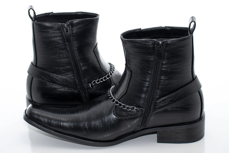 Black Western Chelsea  Zip-Boot With Chain