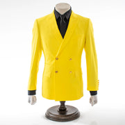 Men's Yellow Designer 2-Piece Slim-Fit Wool Suit With Peak Lapels