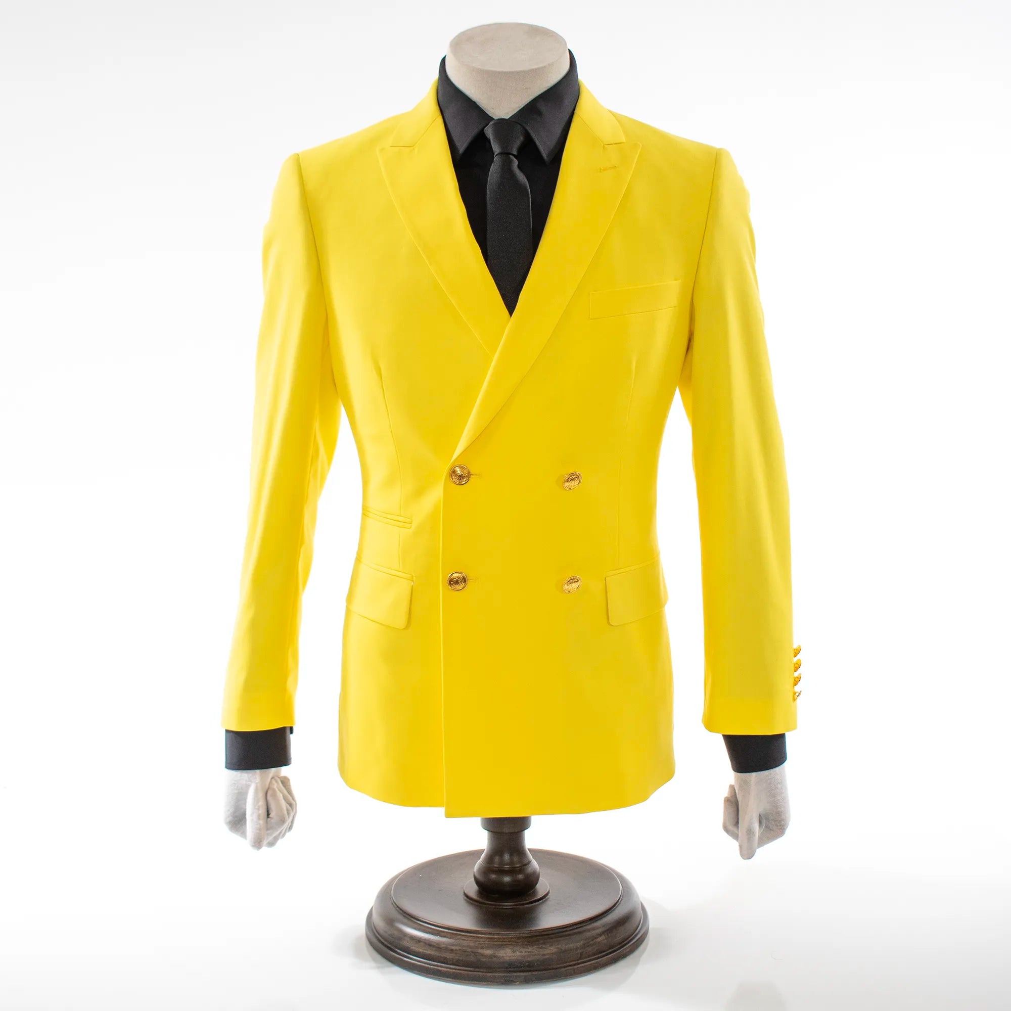 Men's Yellow Designer 2-Piece Slim-Fit Wool Suit With Peak Lapels
