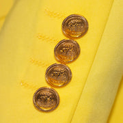 Men's Yellow Designer 2-Piece Slim-Fit Wool Suit With Peak Lapels