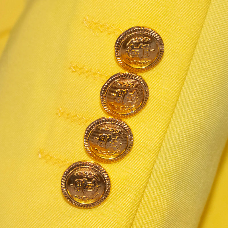 Men's Yellow Designer 2-Piece Slim-Fit Wool Suit With Peak Lapels