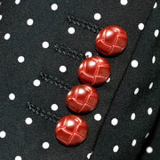 Men's Black Polka Dot Slim-Fit Jacket