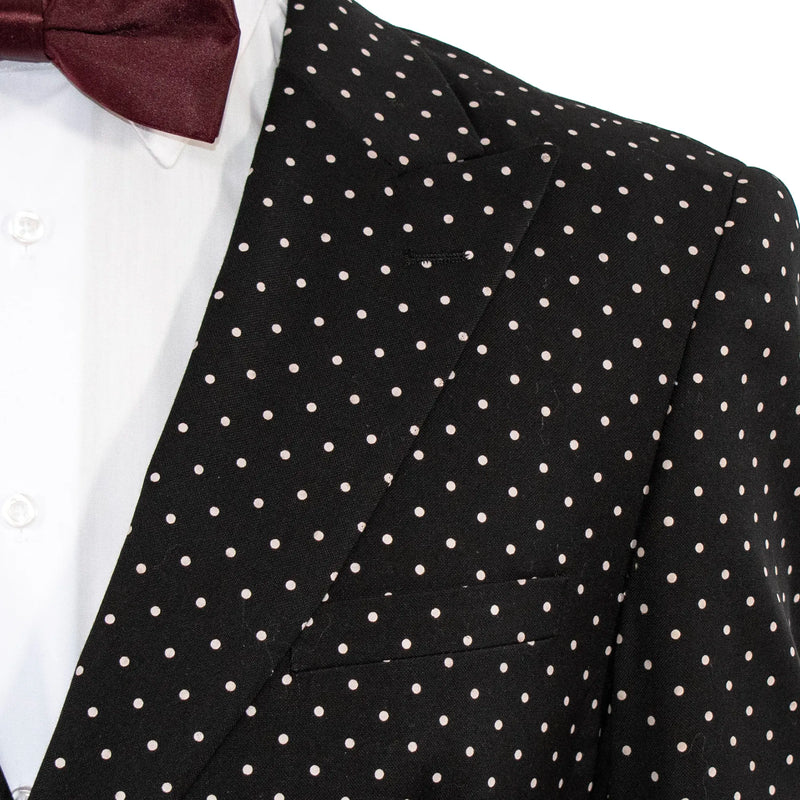 Men's Black Polka Dot Slim-Fit Jacket