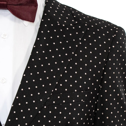 Men's Black Polka Dot Slim-Fit Jacket