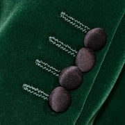 Green Velvet Double-Breasted 2-Piece Slim-Fit Tuxedo Jacket