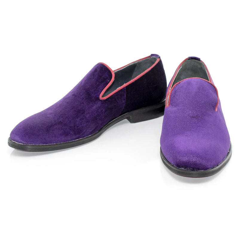 Purple Velvet Slip-On Dress Shoes