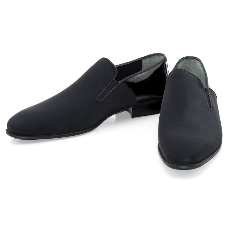 Black Satin Slip-On Loafers