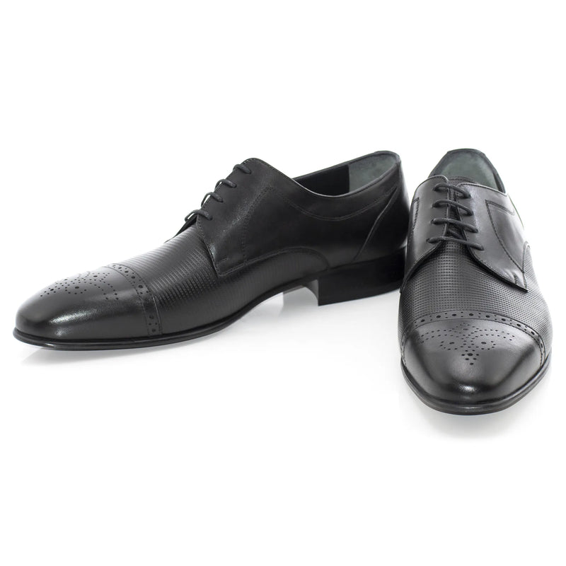 Black Cap-Toe Derby Lace-Ups