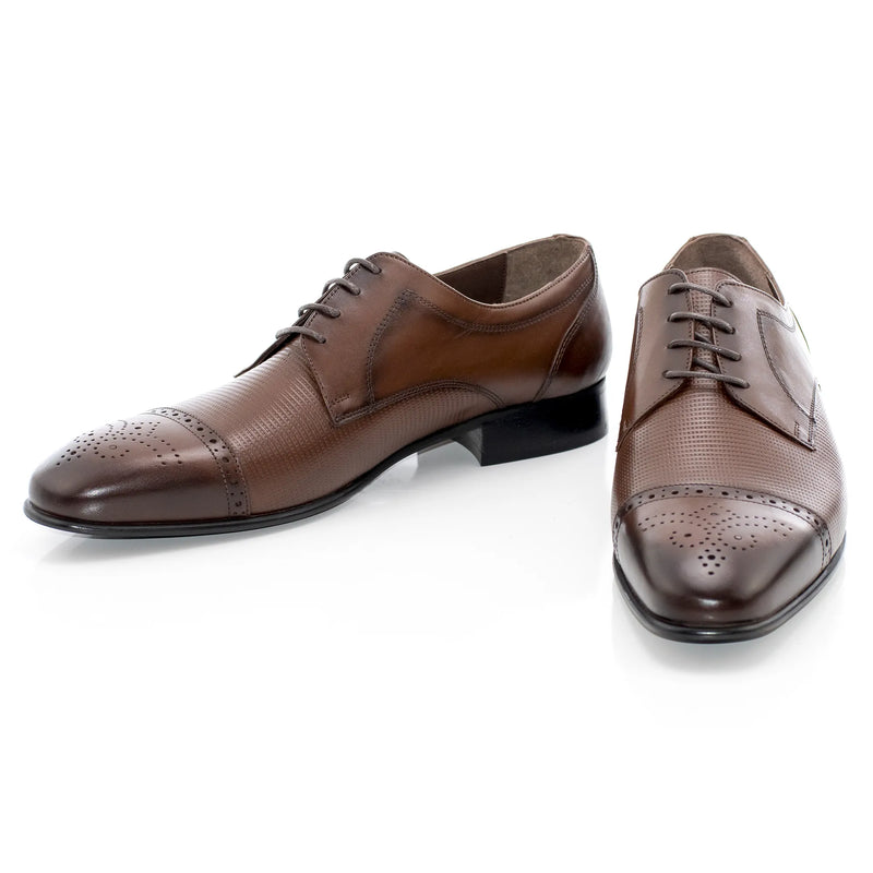 Brown Cap-Toe Derby Lace-Ups