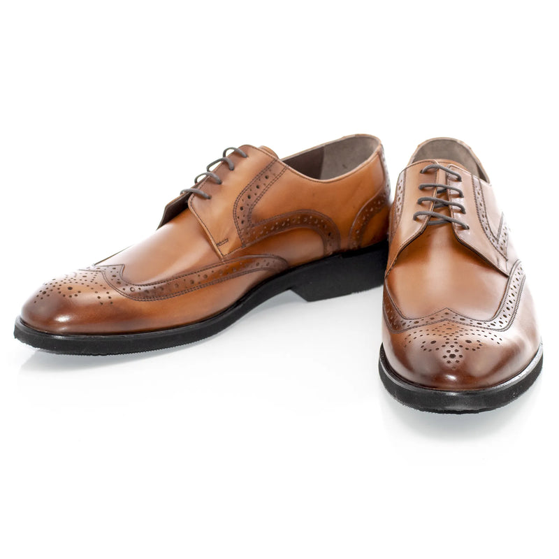 Camel Cap-Toe Derby Lace-Ups