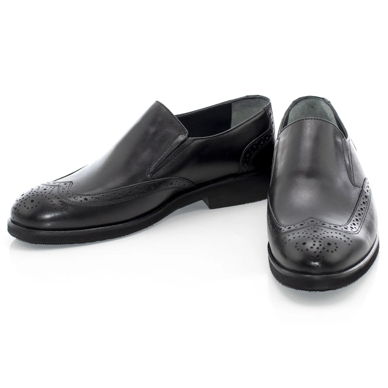 Black Brogue Slip-On Dress Loafer