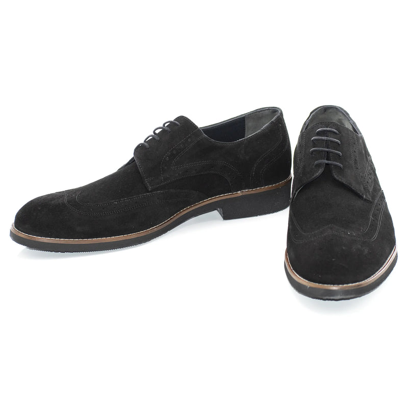 Black Suede Brogue Derby Lace-Ups